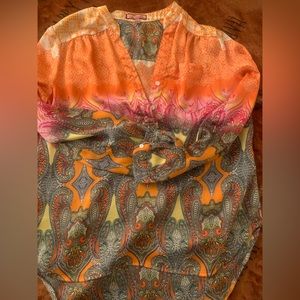 Printed orange multicolor blouse